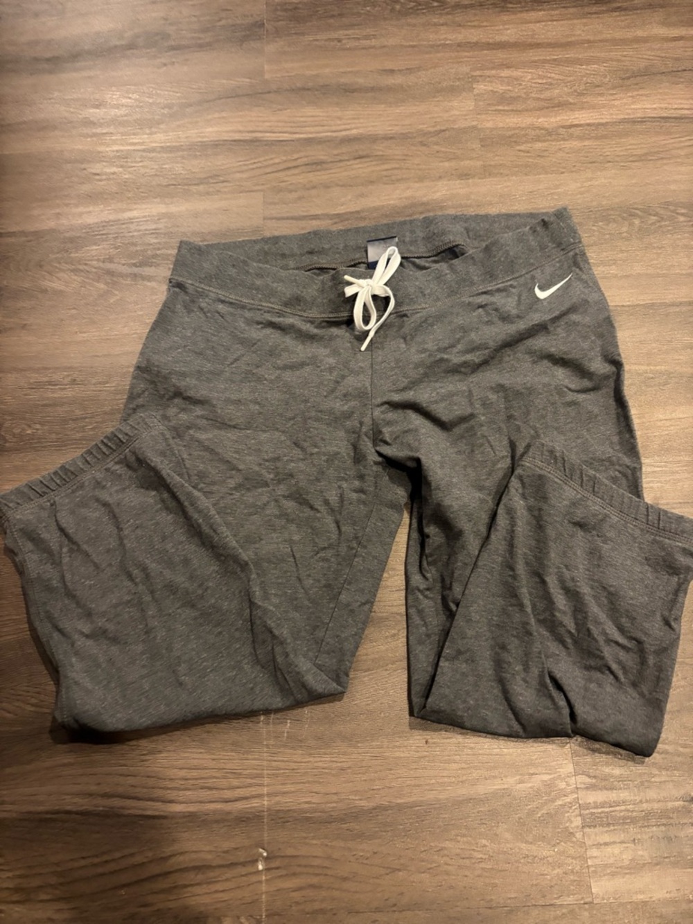 Nike Men's Charcoal Gray Drawstring Joggers with White Swoosh